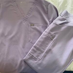 Lavender Dew Figs Scrubs Top/ Bottom